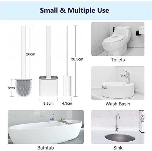 Ahyanz Toilet Brush silicone Deep Cleaner, Excellent quality, Heavy Base for No-Slip Anti-drip, Long Plastic Handle, Soft Flexible Bristles With Quick Drying Holder Set For Bathroom floor/wall mounted - Image 7