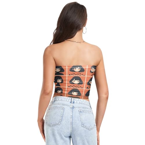 Asian Girls Faces Orange Sexy Crop Tops for Women Soft See Through Crop Top Boob Tube Top for Lady Surgery3