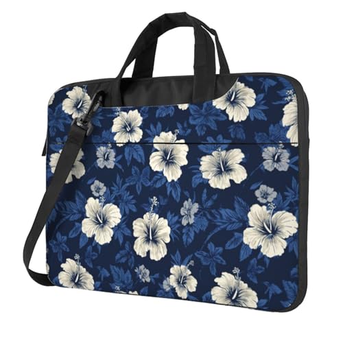 Housse ordinateur 15.6 pouces antichoc imprimé fleurs blanc bleu