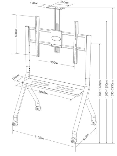 Soporte móvil ajustable para pizarras 55"-86" miniatura 6