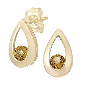 Citerna Citerna Damen-Ohrstecker 375 Gelbgold 9 K Citrin Rundschliff