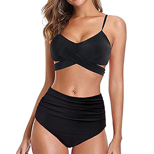 Jieyunran-Bikini-Damen-High-Waist-Zweiteilige-Neckholder-Retro-Bademode-Badeanzug-mit-High-Waist-Bikinihose-Sportlich-Zweiteiliger-StrandbikiniS34-36M36-38L38-40