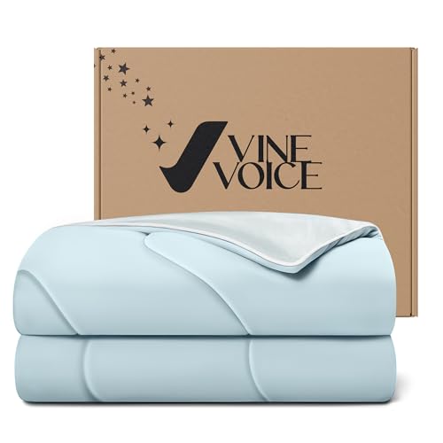 Image of Cooling Comforter for Hot Sleepers, King 106x90, Light Blue | Cooling blanket feel, Q-Max >0.4 cool touch, double-sided cooling, Sorona fill, for night sweats, lightweight & breathable