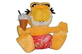 Garfield mit Eis in der Hand und bunter roter Hose