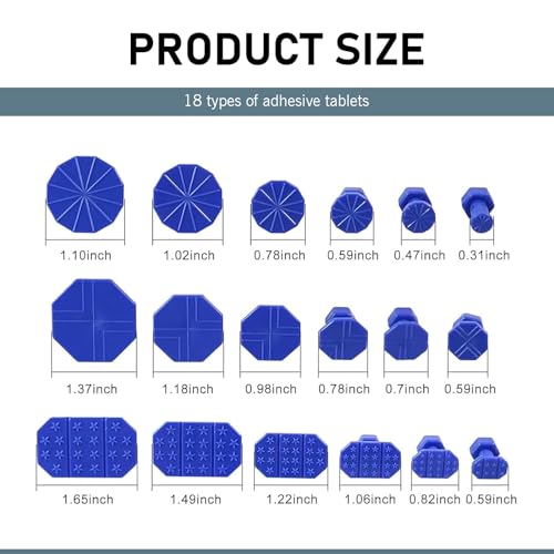 Image of 19 PCS Car Dent Repair Tool, Short T-Handle Puller + Eighteen Specifications of Dent Suction Cup Puller, Detachable Portable Multifunctional Universal for Car Repair Accessory (Blue & Silver)