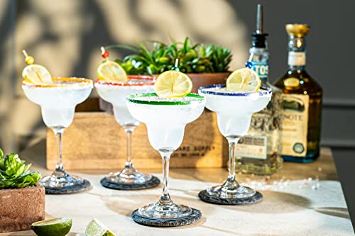 Glassique Cadeau 10 Oz Margarita Cocktail Glasses + Colorful Party Rims thumb #1