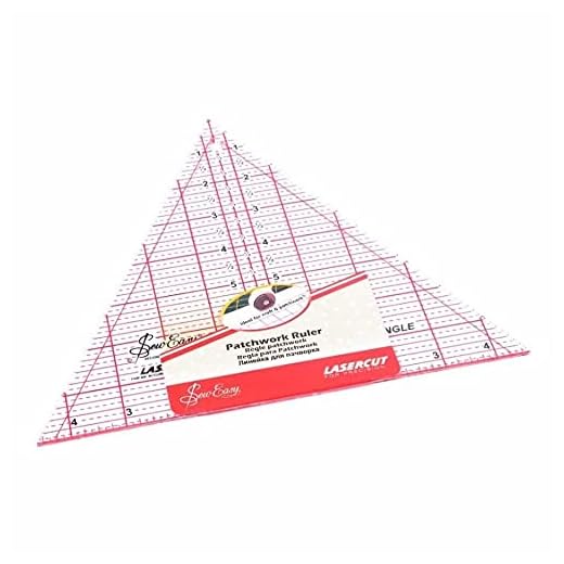 Sew Easy Triangle quiltning mall linjal för klänningsmönster, flaggor och tillbehörstillverkning – klar – 60 graders triangel 20 cm x 23,5 cm