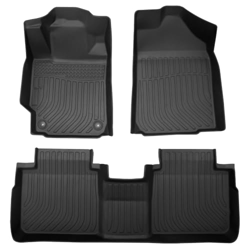 Image of HAFIDI Floor Mats for 2007-2011 Toyota Camry CE /LE /SE /XLE | All Weather Protection TPE Anti-Slip Automotive Full Set Floor Liners Custom Accessories - Black