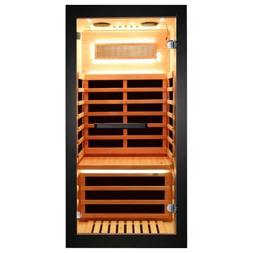 OUTEXER Sauna One Person Infrared Saunas Room Chilean Pine Wood 1050W Dry Saunas Spa with 7 Color Starry Sky Light Oxygen Bar Cup Holder 30.7x30.7x62.2inch