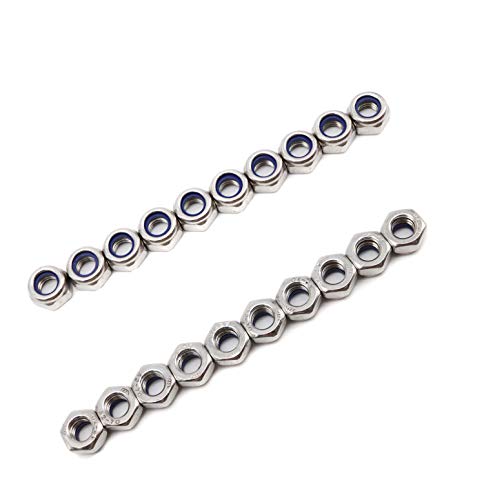 Binifimux 35Pcs M6 X 1.0Mm Nylon Inserted Hex Lock Nuts 304 Stainless Steel Silver #TOP4