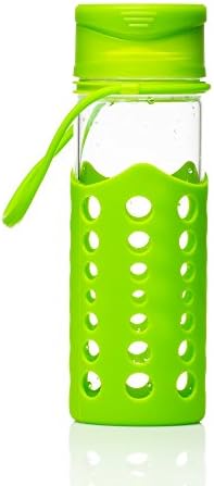 KitchenPalz Glass Water Bottle with Protective Silicone Sleeve, Flip Cap Top & Non-Slip Carrying Handle, Reusable, BPA Free, Dishwasher-Safe Quality Glass Bottle from AquaVerre