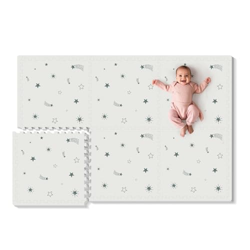 Image of Baby Foam Play Mat, PIGLOG 72”x48” Floor Mats for Kids, Baby Crawling Mat with Interlocking Floor Tiles, Toddler Playmats for Indoor and Outdoor, Easy to Clean Playroom Foam Mats, Pentagram