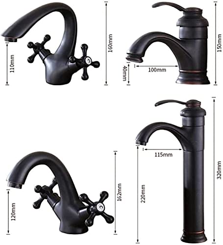 Mitigeur de lavabo cascade noir pour salle de bain vintage