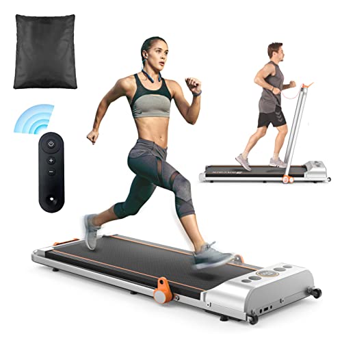 Under Desk Treadmill with Dust Cover - BONVORK 2 in 1 Walking Pad Folding Treadmill,Foldable Portable Treadmill with Remote Control, Installation-Free Jogging Running Machine Treadmill for Home Office