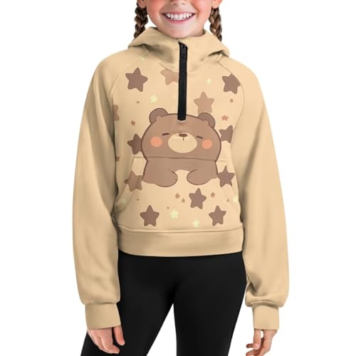 Girls Zip Up Long Sleeve Hoodies Fashion Oversized Casual Sweatshirts Cropped Hooded Zipper Tops Outfits for Child2