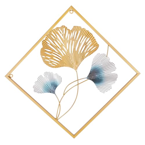 Décoration murale en métal Ginkgo moderne de 3 pièces pour bureau