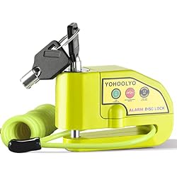 YOHOOLYO Alarm Disc Lock Motorcycle Disc Brake Lock Anti-Theft Waterproof 110 dB 7mm Pin 5ft Reminder Cable for Motorcycles Bike Scooter Carry Pouch