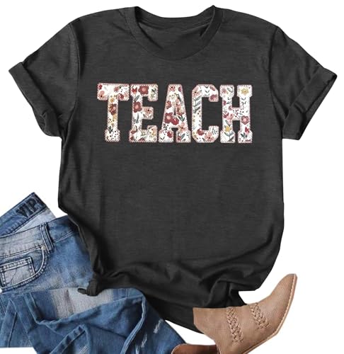 Teacher Shirts Women Vintage Teacher Graphic Tshirt Teacher Life T Shirt Kindergarten Teachers Tees Casual Tops