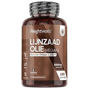 Lijnzaadolie capsules – 1000 mg softgels – Vegan Omega 3, 6 en 9 met DHA en EPA – 180 softgels voor 6 maanden