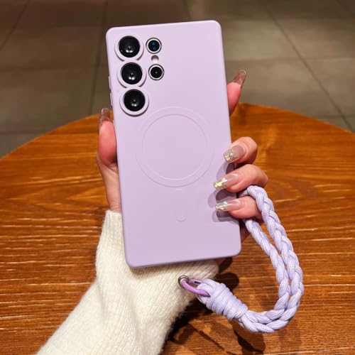 Étui en silicone liquide mat pour Galaxy A55 et S25 Ultra avec dragonne élégante