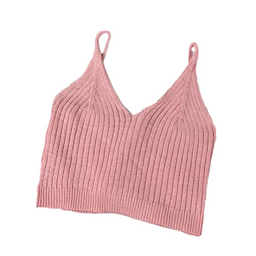Ownwfeat Women Fashion Basic Tops Sexy Sleeveless Casual Ribbed Knit Short Vest