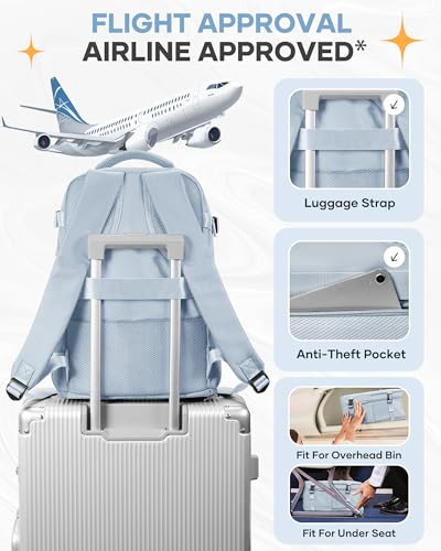 Image of coofay Travel Backpack Carry on Flight Approved Mochila De Viaje Carry on Backpack for Airplanes Spirit Airlines Personal Item Bag 18x14x8 Inches Travel Bag Traveling Backpack for Women Men Grey Blue