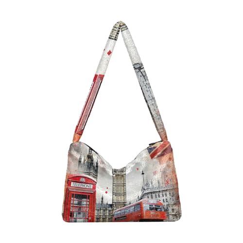 London Red Bus With Big Ben Ladies Shoulder Bag, Handbag