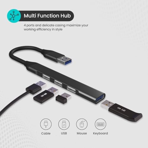 Image of NISHTECH USB Hub (4-in-1), Multiport Adapter with 1 x USB 3.0 & 3 x USB 2.0 ports, up to 5 Gbps High Speed Data Transfer for Laptop /PC (Multicolor)