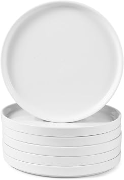 WishDeco Dessert Plates, Set of 6, Cake Plates, Approx. Diameter 7.1 x Height 0.8 inches 18 x 2 cm, Stylish, Small Plate, Plate Set, White, Microwave and Dishwasher Safe