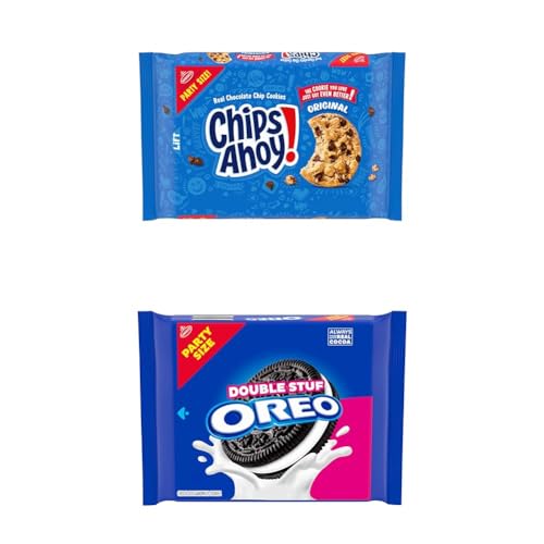 CHIPS AHOY! Original Chocolate Chip Cookies and OREO Double Stuf Chocolate Sandwich Cookies Variety Pack, Party Size, 2 Packs