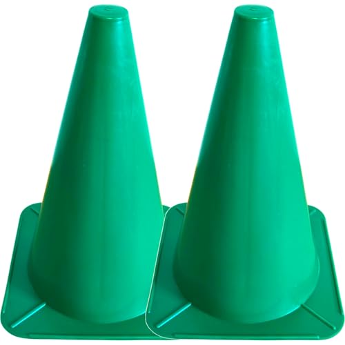 cyclingcolors 2X Cône de Signalisation 24cm Plot Support Plastique Entraînement Football Marquage Circulation Sport Jeux Barrière Parcours Canin Agility, Vert