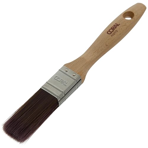 Coral 31711 Aspire - Pennello professionale da 2,5 cm, taglio dritto con profilo piatto per una finitura rapida e precisa, con emulsione commerciale o manico in legno FSC lucido