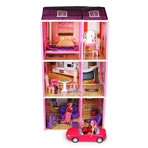 Toyzone Super Star Giant Three Storey Doll House-45250 | Role Play Set | Doll House with Furniture | Doll house Play set for kids| Three Storey Doll House | For Kids age 3+