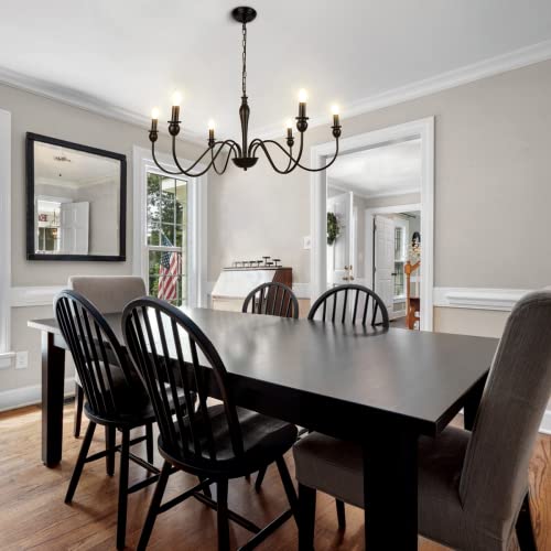 Wbindx Black Chandelier, 6-Light Rustic Farmhouse Chandeliers For Dining Room, Wrought Iron Industrial Hanging Ceiling Light Candle Style Chandelier For Entryway Kitchen Bedroom Living Room Foyer #TOP1