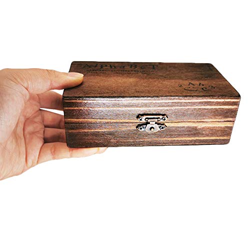 70 Pcs Vintage Diy Number And Alphabet Letter Wood Rubber Stamps Set With Wooden Box #TOP6
