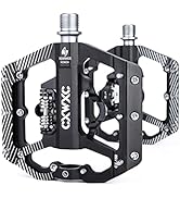 Mountain Bike Pedals Dual Function - Dual Sided Pedals Plat &amp; Clipless Pedal - 3 Sealed Bearings,...
