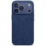 WIIUKA Alcantara - Custodia protettiva per iPhone 17 Pro, realizzata a mano, con protezione a 360°, extra sottile, alternativa alla pelle, skiin VL Alcantara, colore blu notte