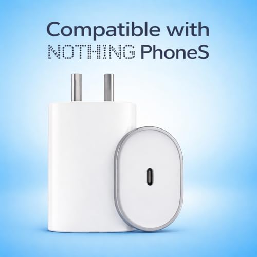 Image of 45W PPS Fast Charger for Nothing Phone 3a /3a Pro /2a /2a Plus /2 /1 & CMF Phone 1 | PD 3.0 USB C Type-C Rapid Charging Adapter | BIS Certified Wall Charger | White