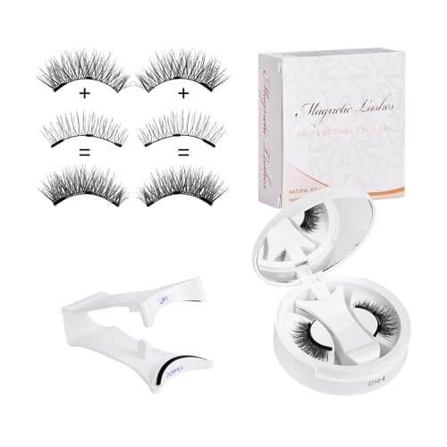 Pestañas postizas magneticas, kit de pestañas postizas magnéticas negras con tallo magnético fuerte y apariencia espesa, fácil aplicación sin pegamento