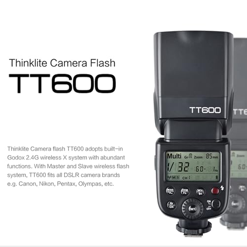 Godox TT600 HSS 1/8000S 2.4G Wireless GN60 Flash Speedlite with X3C TTL High-Definition OLED Screen Wireless Flash Trigger Built-in 3.7V 850mAh Li-Ion Battery Compatible with Canon Cameras by GODOX - Image 2