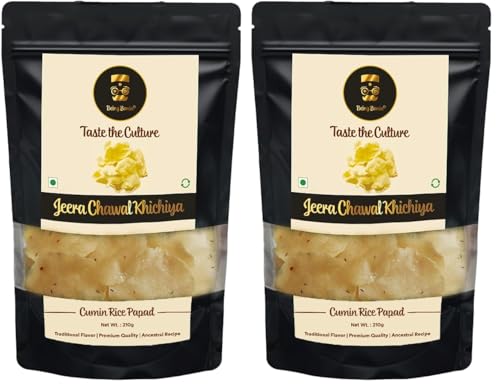 Image of Being Bania Rice Papad, Rajasthani Khichiya-215 Gram|Masala Rice Khichiya|Jeera Chawal Khichiya (Pack of 2)