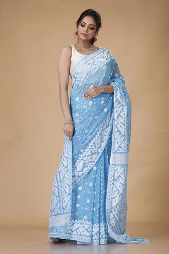 Image of OISHANI SAREE GHOR Women's Traditional Bengal Cotton Silk Soft Jamdani Saree - Beautiful design and Quality - Without Blouse Piece