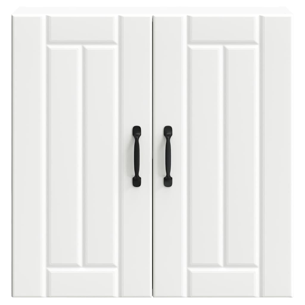 Armadietto da cucina Lucca bianco in legno con ante in vetro, 60 x 31 x 60 cm, spazio e montaggio a parete, per ordine in cucina, sala da pranzo, dispensa, salvaspazio e facile da pulire