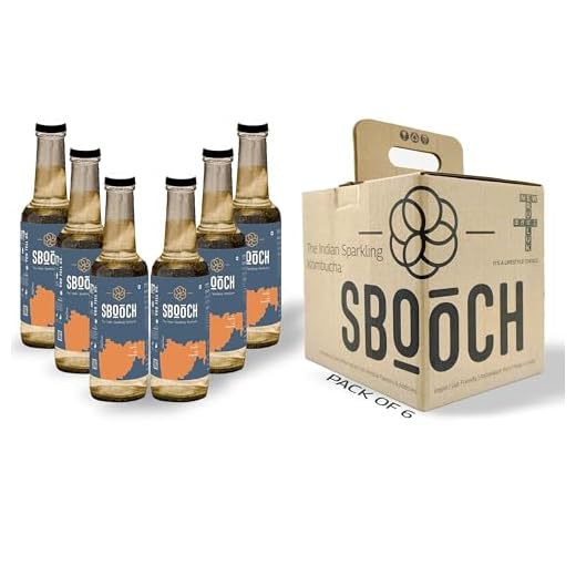 SBOOCH - Indian Sparkling Kombucha Tea | Koshimbir Flavor, All Natural | Gut Friendly | Antioxidant | Zero Preservatives | NO Artificial Flavors or Additives | Fermented Beverage Tea | 275ml (Pack of 6)