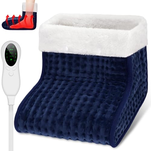 Biutee Calentador de Pies Eléctrico, Calentador Pies 10 Niveles de Temperatura 30-60℃ y Temporización de 45/90/120min, Calientapiés Eléctrico Cálido Lavable 90W, hasta Talla de Calzado 46 Azul Oscuro