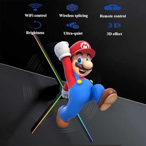 Ventilador holográfico 3D olho nu, máquina de publicidade holográfica HD de 41,5 cm, resolução 1024