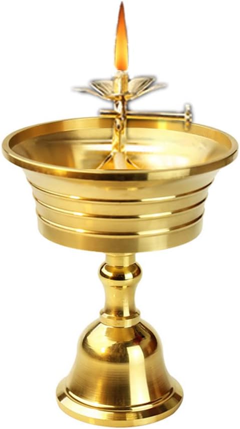 Home Decor Birthday Light Cup Ghee Candle Mold Holder Tibetan Brass Butter Copper Oil Lamp Buddhist Supplies 6.5cm7.8cm (Gold)