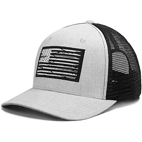 Image of American Flag Hat, Baseball Cap for Men Women, Adjustable Snapback Hats USA Flag Trucker Hat Black