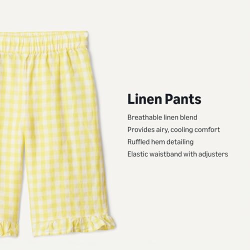 Image of Amazon Essentials x Sofia Grainge Toddlers and Baby Girls' Cotton Linen Wide Leg Pull-on Pant with Ruffles