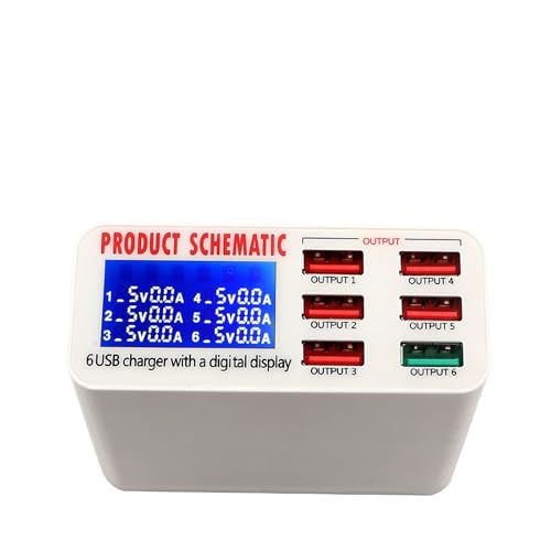 6 USB �|�[�g�}���[�d�[�d�� LED �f�B�X�v���C�}���` �[�d�X�e�[�V�����h�b�N���j�o�[�T���g�ѓd�b�[�d ���L���݊���(40W-896,With PD100W Cable)